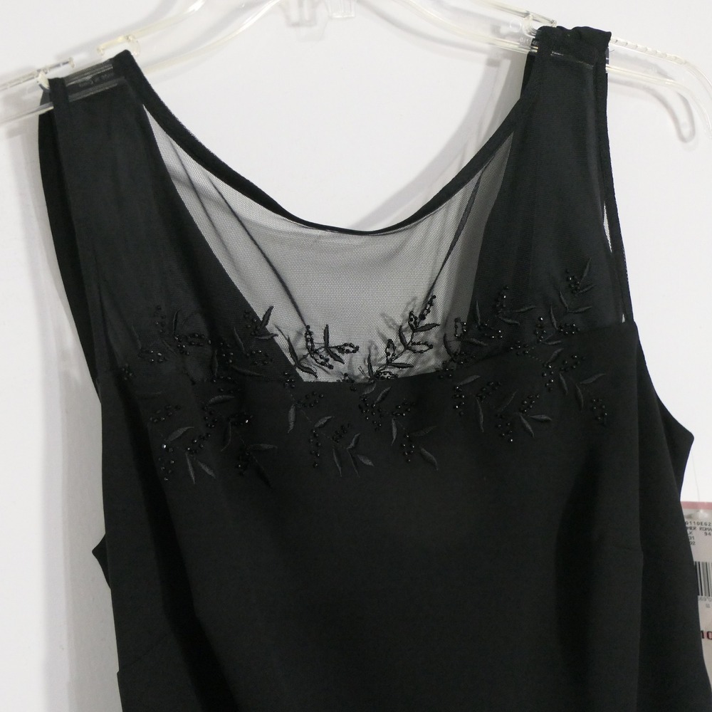 Evan-Picone Womens Cocktail Dress 10 Black Beaded Illusion Cowl Back Party NEW - Picture 7 of 8